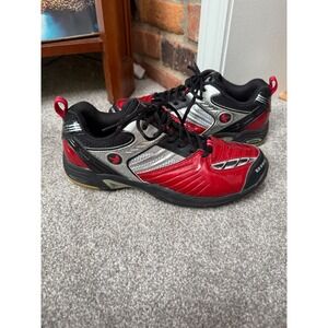 Saxon SX900 Indoor Court Shoes Mens 10 Red Black Silver Squash Badminton Gym